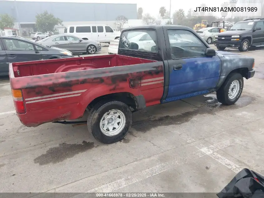 1991 Toyota Pickup 1/2 Ton Short Wheelbase VIN: JT4RN81A2M0081989 Lot: 41665978