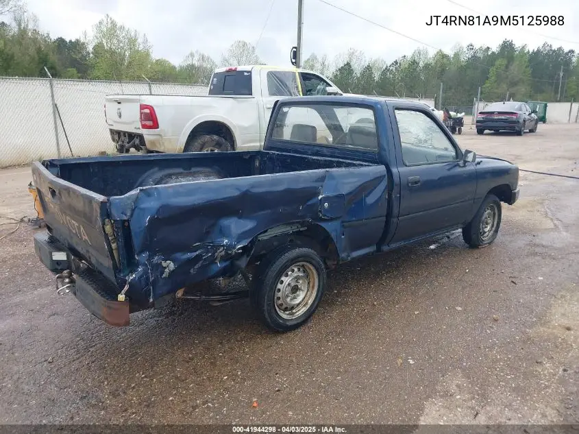 1991 Toyota Pickup 1/2 Ton Short Wheelbase VIN: JT4RN81A9M5125988 Lot: 41944298