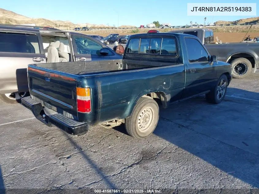 1994 Toyota Pickup 1/2 Ton Short Wheelbase VIN: JT4RN81A2R5194383 Lot: 41587661