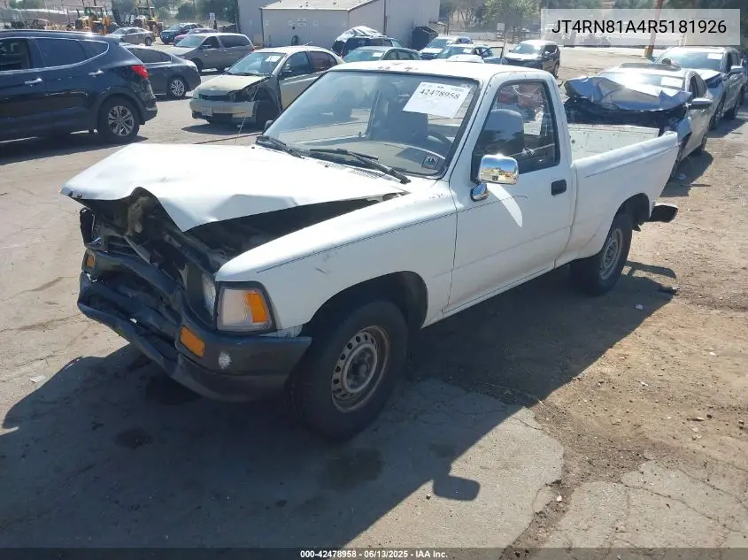 1994 Toyota Pickup 1/2 Ton Short Wheelbase VIN: JT4RN81A4R5181926 Lot: 42478958