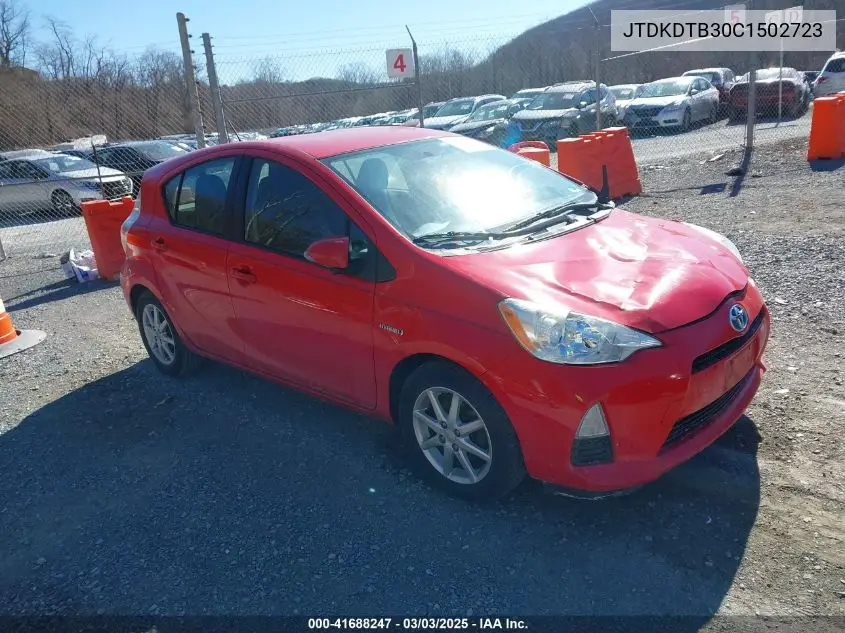 2012 Toyota Prius C Three VIN: JTDKDTB30C1502723 Lot: 41688247
