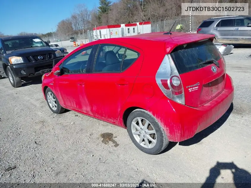 2012 Toyota Prius C Three VIN: JTDKDTB30C1502723 Lot: 41688247