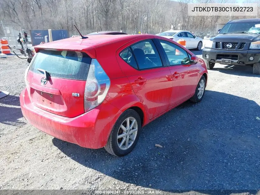 2012 Toyota Prius C Three VIN: JTDKDTB30C1502723 Lot: 41688247