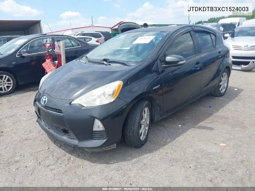 2012 Toyota Prius C Three VIN: JTDKDTB3XC1524003 Lot: 42196251