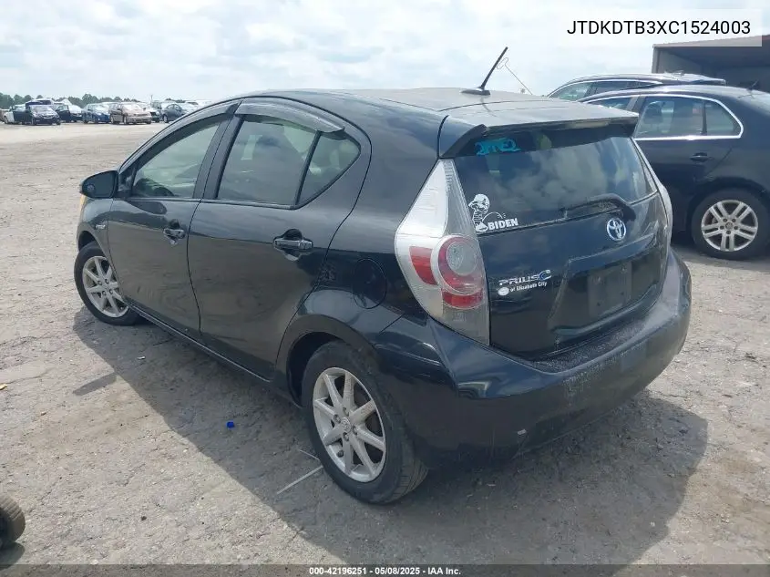 2012 Toyota Prius C Three VIN: JTDKDTB3XC1524003 Lot: 42196251