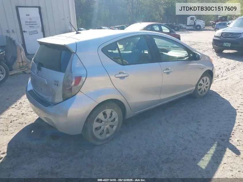 2012 Toyota Prius C Two VIN: JTDKDTB30C1517609 Lot: 42211418