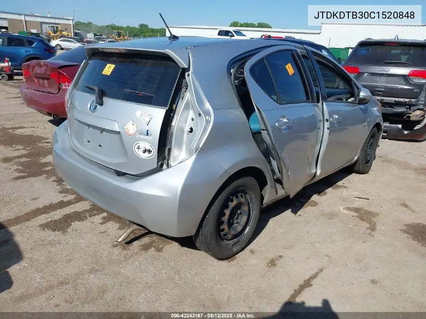 2012 Toyota Prius C One VIN: JTDKDTB30C1520848 Lot: 42243167