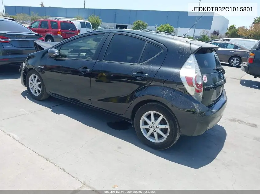 2012 Toyota Prius C Three VIN: JTDKDTB32C1015801 Lot: 42515871