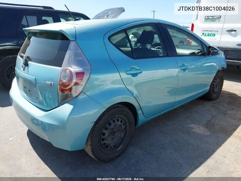 2012 Toyota Prius C Two VIN: JTDKDTB38C1004026 Lot: 42527769