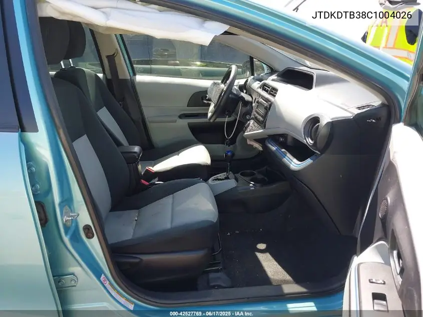 2012 Toyota Prius C Two VIN: JTDKDTB38C1004026 Lot: 42527769