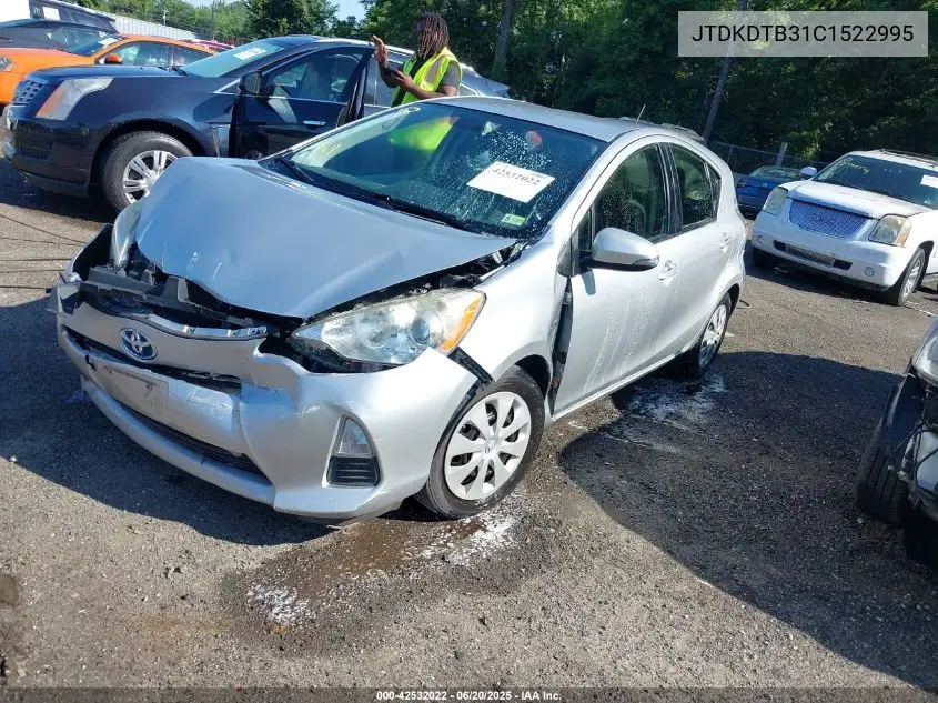 2012 Toyota Prius C Two VIN: JTDKDTB31C1522995 Lot: 42532022