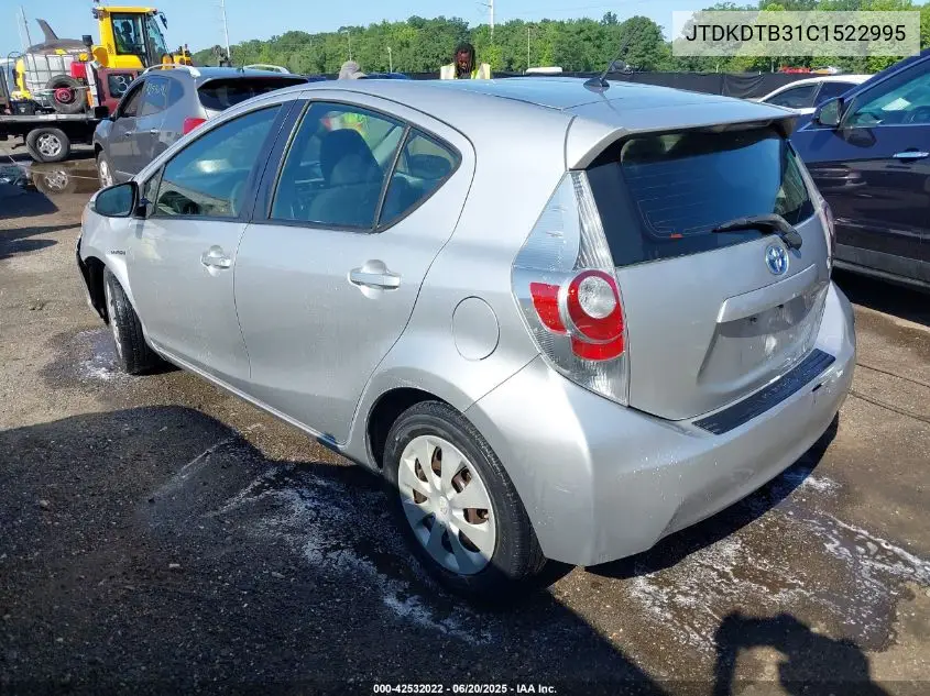 2012 Toyota Prius C Two VIN: JTDKDTB31C1522995 Lot: 42532022