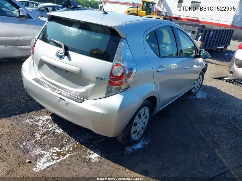 2012 Toyota Prius C Two VIN: JTDKDTB31C1522995 Lot: 42532022