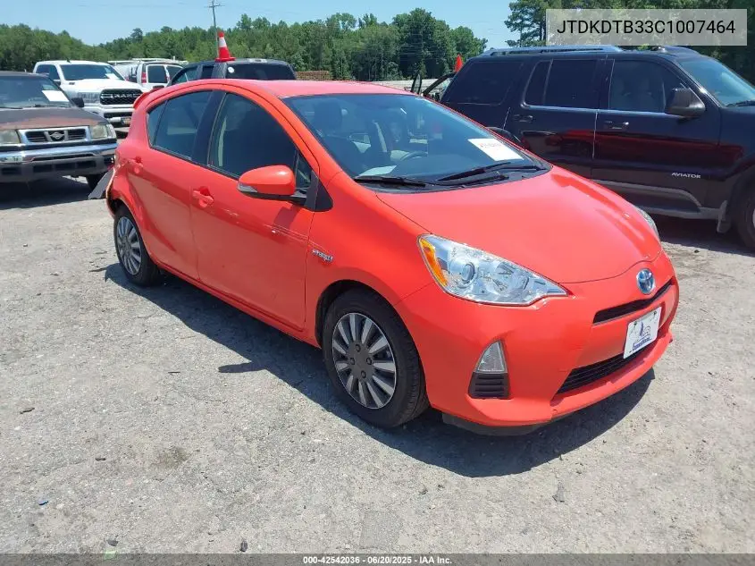 2012 Toyota Prius C Two VIN: JTDKDTB33C1007464 Lot: 42542036