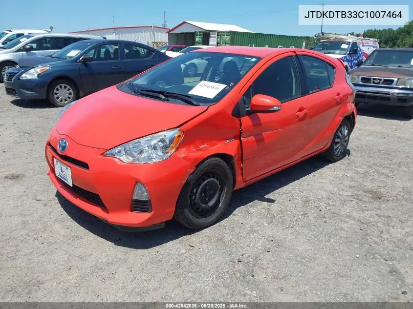 2012 Toyota Prius C Two VIN: JTDKDTB33C1007464 Lot: 42542036