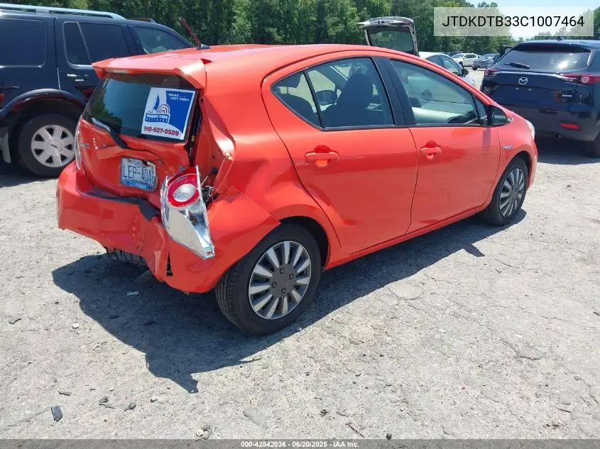 2012 Toyota Prius C Two VIN: JTDKDTB33C1007464 Lot: 42542036