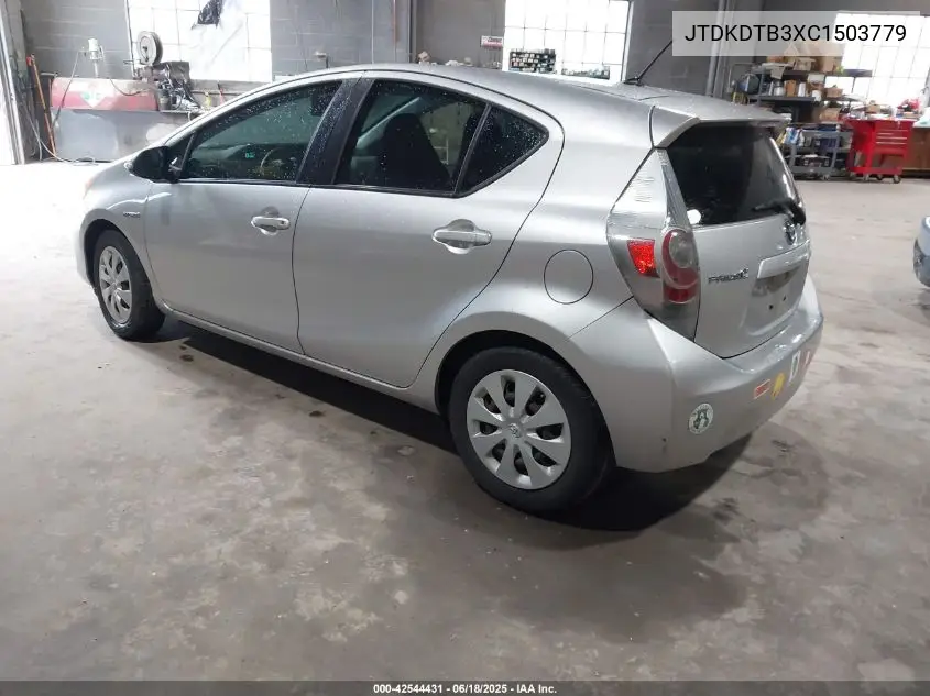 2012 Toyota Prius C Two VIN: JTDKDTB3XC1503779 Lot: 42544431
