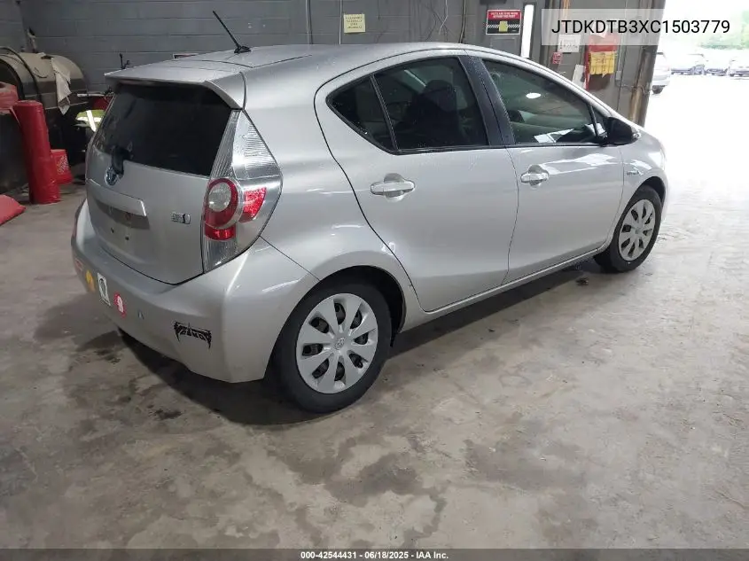 2012 Toyota Prius C Two VIN: JTDKDTB3XC1503779 Lot: 42544431
