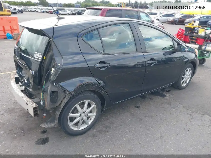 2012 Toyota Prius C Four VIN: JTDKDTB31C1012968 Lot: 42549751