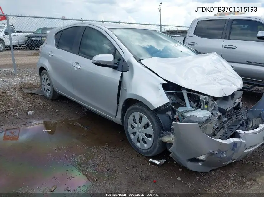 2012 Toyota Prius C Two VIN: JTDKDTB37C1515193 Lot: 42570358