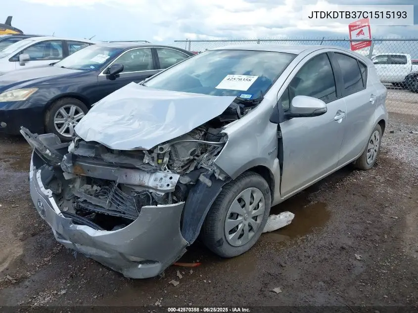 2012 Toyota Prius C Two VIN: JTDKDTB37C1515193 Lot: 42570358