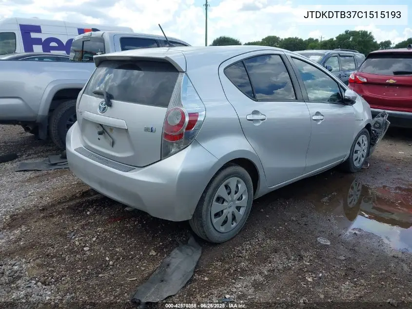 2012 Toyota Prius C Two VIN: JTDKDTB37C1515193 Lot: 42570358