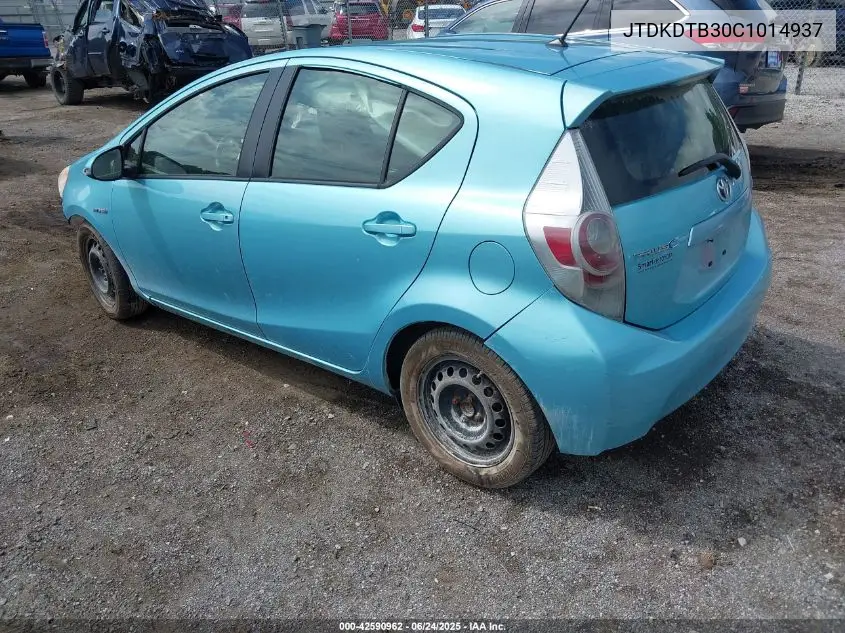 2012 Toyota Prius C Two VIN: JTDKDTB30C1014937 Lot: 42590962