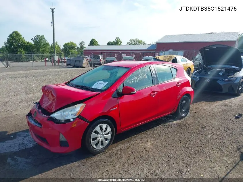 2012 Toyota Prius C Two VIN: JTDKDTB35C1521476 Lot: 42591248