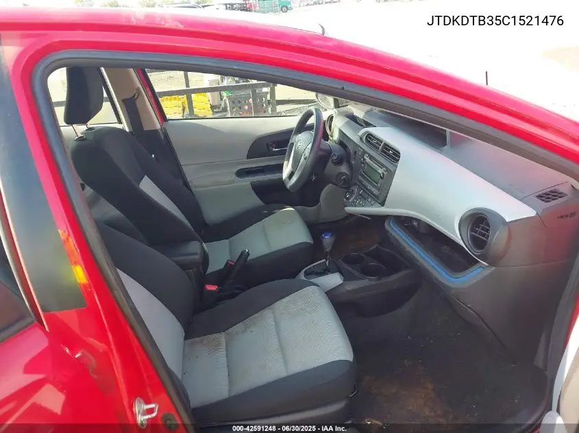 2012 Toyota Prius C Two VIN: JTDKDTB35C1521476 Lot: 42591248