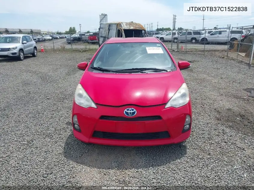 2012 Toyota Prius C Four VIN: JTDKDTB37C1522838 Lot: 42595345