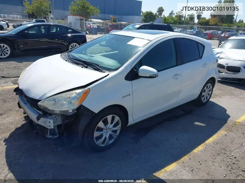 2012 Toyota Prius C Three VIN: JTDKDTB30C1019135 Lot: 42609939