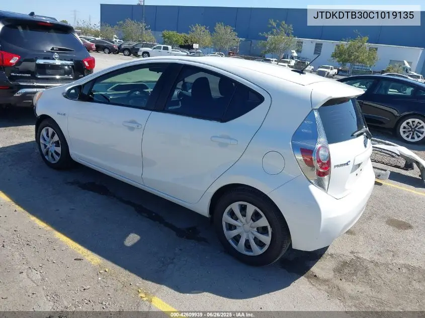 2012 Toyota Prius C Three VIN: JTDKDTB30C1019135 Lot: 42609939
