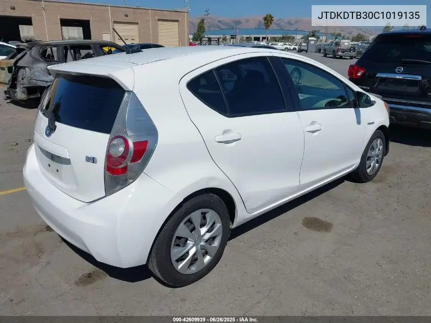2012 Toyota Prius C Three VIN: JTDKDTB30C1019135 Lot: 42609939