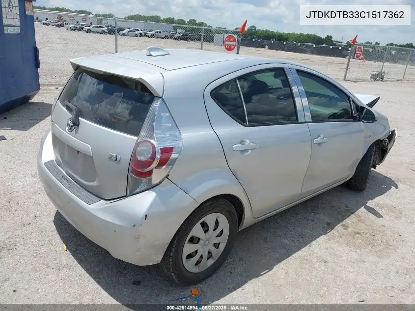 2012 Toyota Prius C Two VIN: JTDKDTB33C1517362 Lot: 42614894