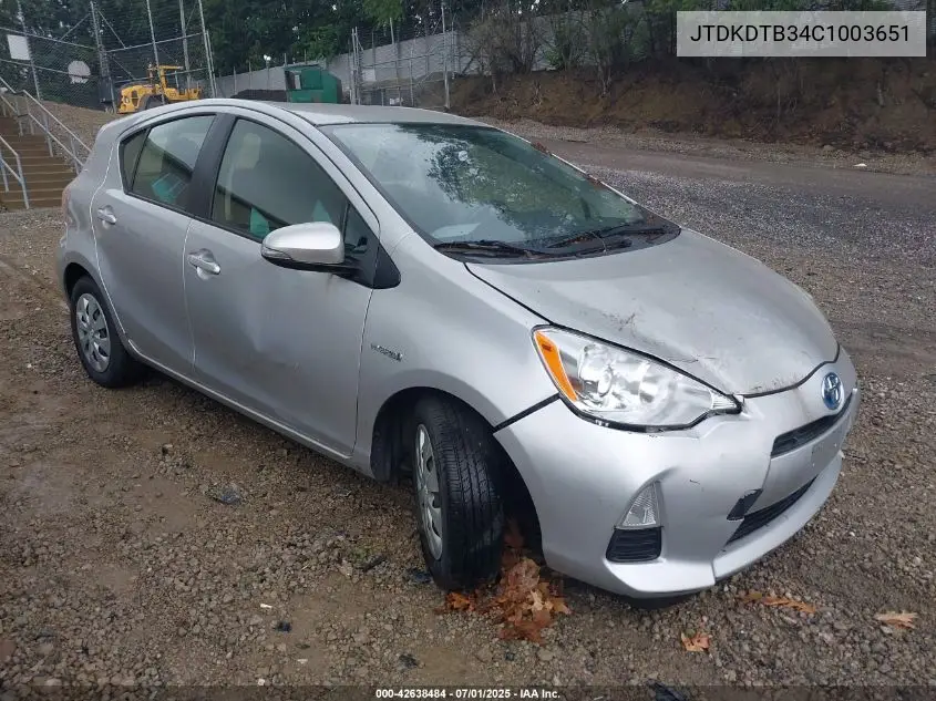 2012 Toyota Prius C Three VIN: JTDKDTB34C1003651 Lot: 42638484