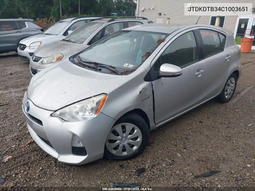 2012 Toyota Prius C Three VIN: JTDKDTB34C1003651 Lot: 42638484