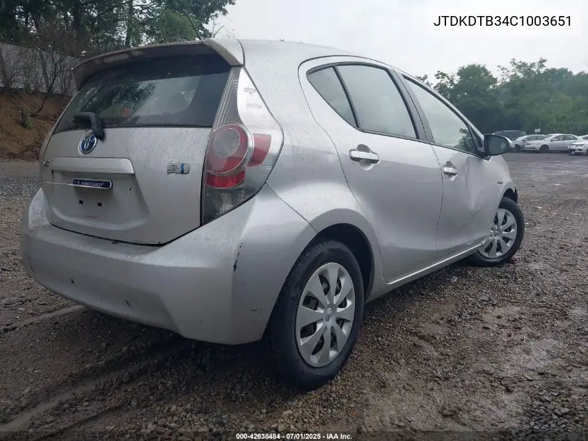 2012 Toyota Prius C Three VIN: JTDKDTB34C1003651 Lot: 42638484