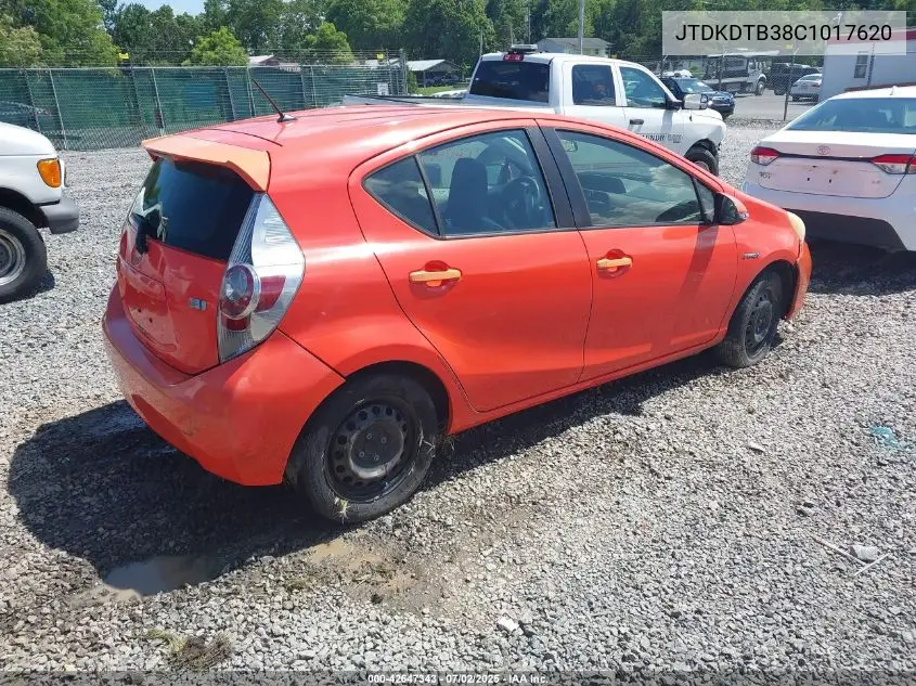 2012 Toyota Prius C One VIN: JTDKDTB38C1017620 Lot: 42647343