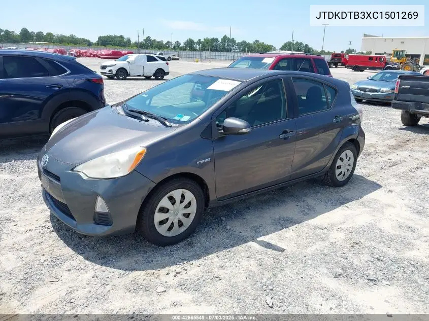 2012 Toyota Prius C Two VIN: JTDKDTB3XC1501269 Lot: 42665549