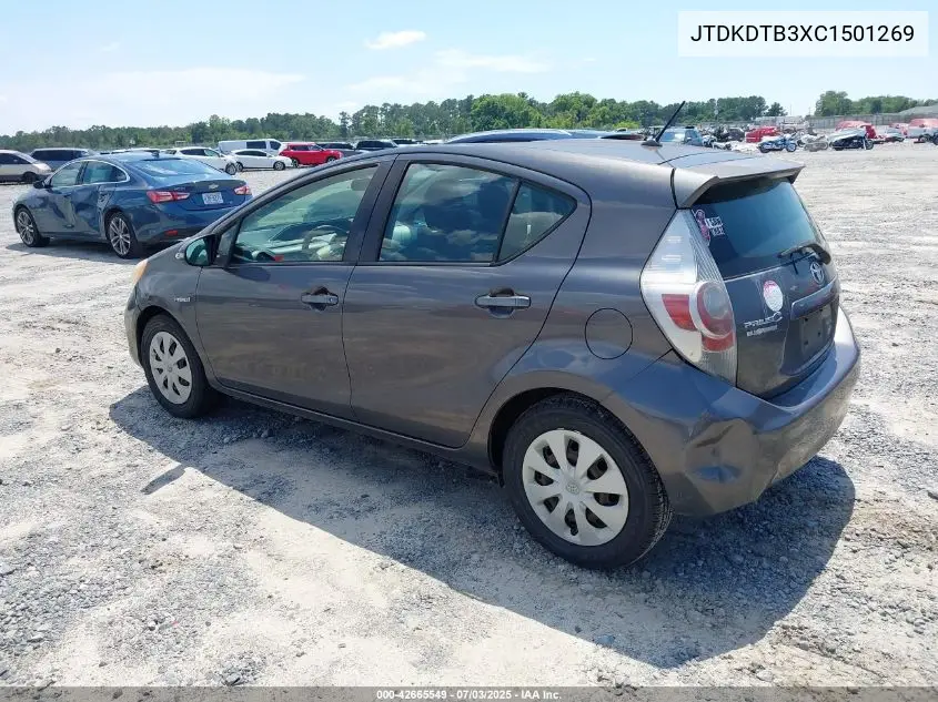 2012 Toyota Prius C Two VIN: JTDKDTB3XC1501269 Lot: 42665549