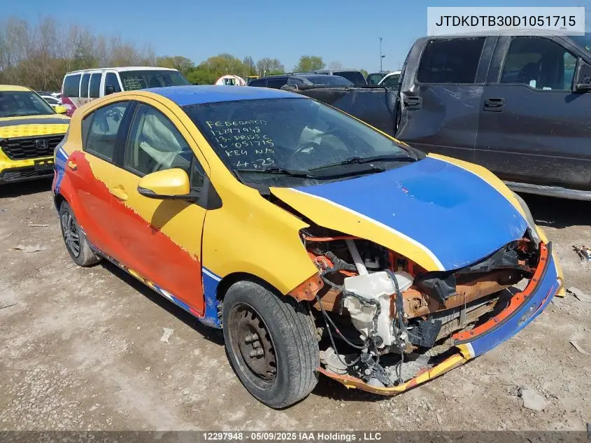 2013 Toyota Prius C VIN: JTDKDTB30D1051715 Lot: 12297948