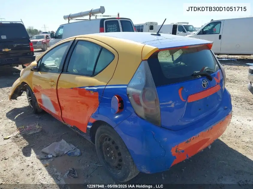 2013 Toyota Prius C VIN: JTDKDTB30D1051715 Lot: 12297948