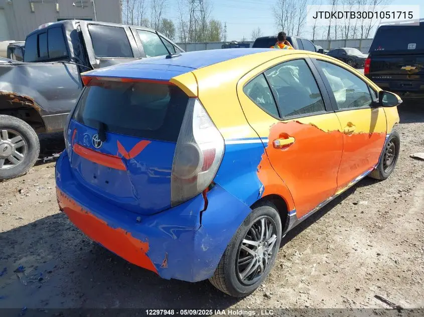 2013 Toyota Prius C VIN: JTDKDTB30D1051715 Lot: 12297948