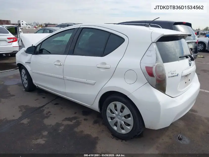 2013 Toyota Prius C Two VIN: JTDKDTB36D1534562 Lot: 41912591