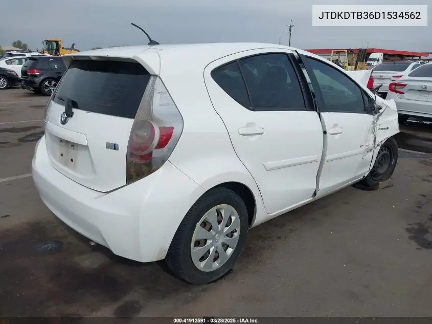 2013 Toyota Prius C Two VIN: JTDKDTB36D1534562 Lot: 41912591