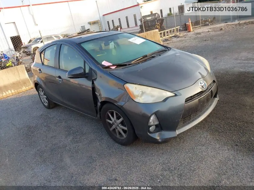 2013 Toyota Prius C Four VIN: JTDKDTB33D1036786 Lot: 42426782