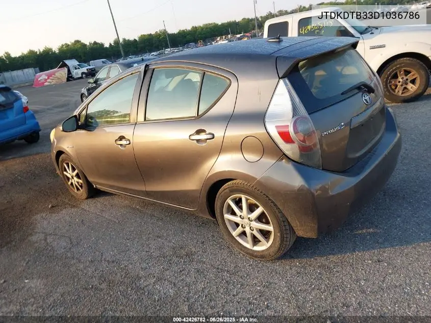 2013 Toyota Prius C Four VIN: JTDKDTB33D1036786 Lot: 42426782