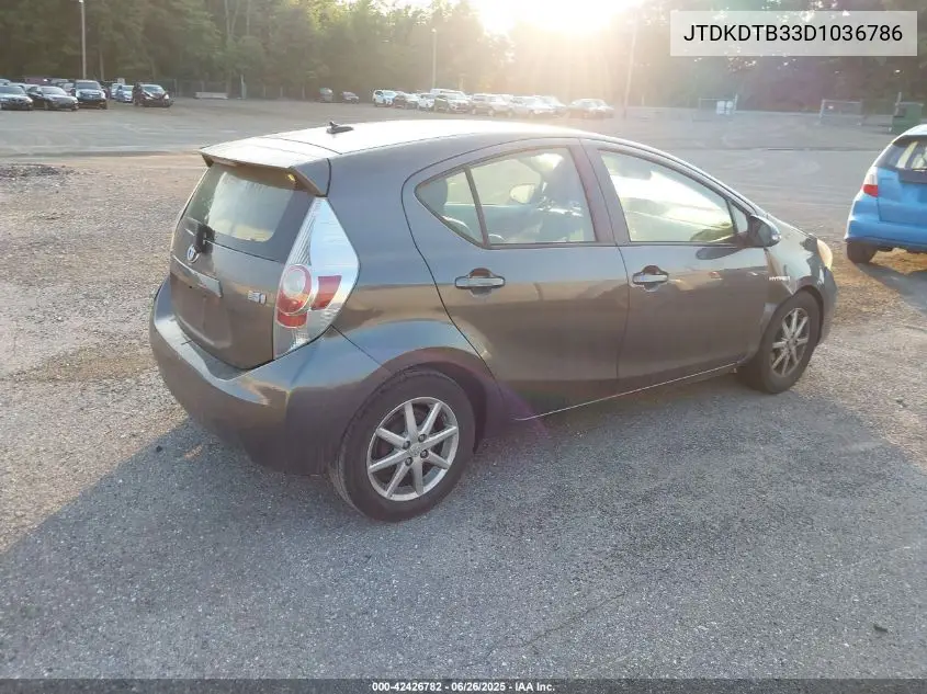 2013 Toyota Prius C Four VIN: JTDKDTB33D1036786 Lot: 42426782