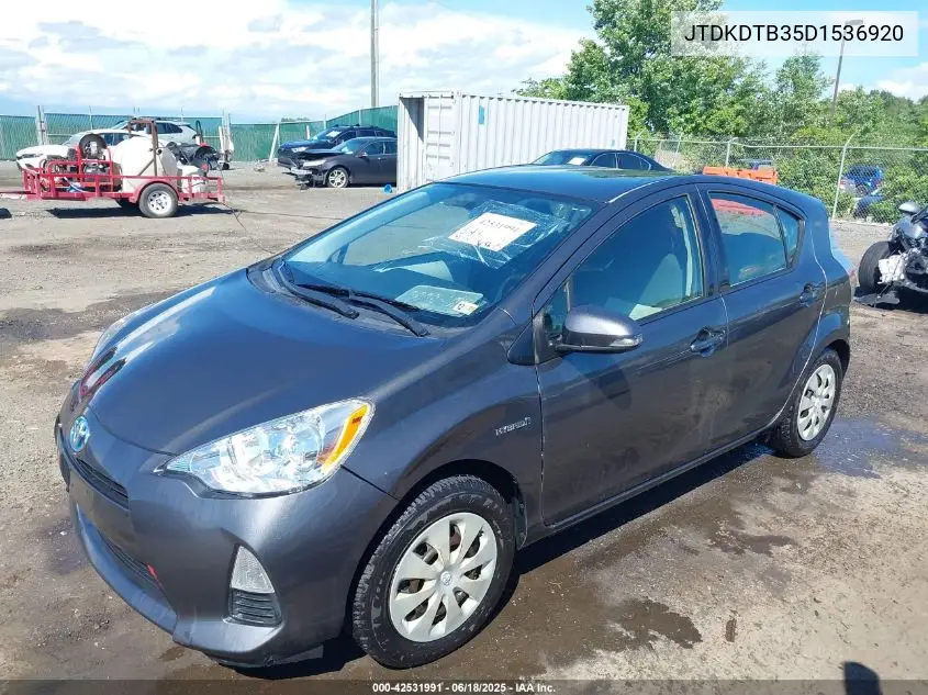 2013 Toyota Prius C Two VIN: JTDKDTB35D1536920 Lot: 42531991