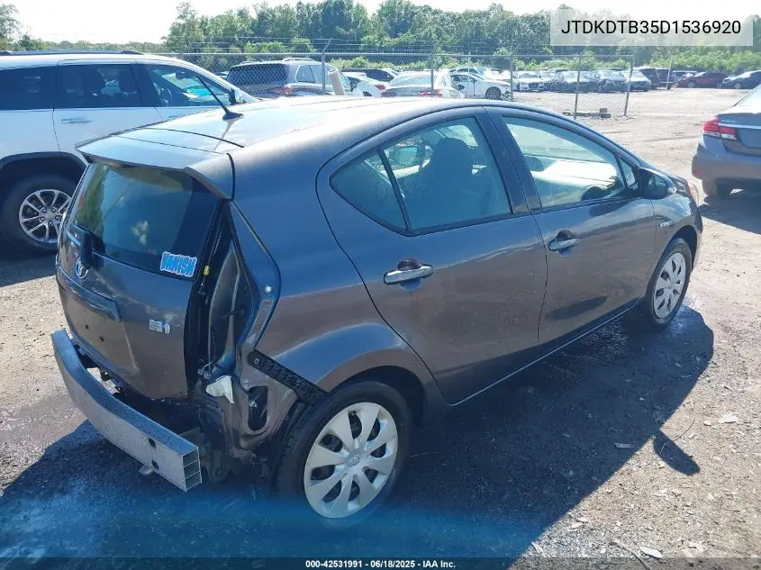 2013 Toyota Prius C Two VIN: JTDKDTB35D1536920 Lot: 42531991